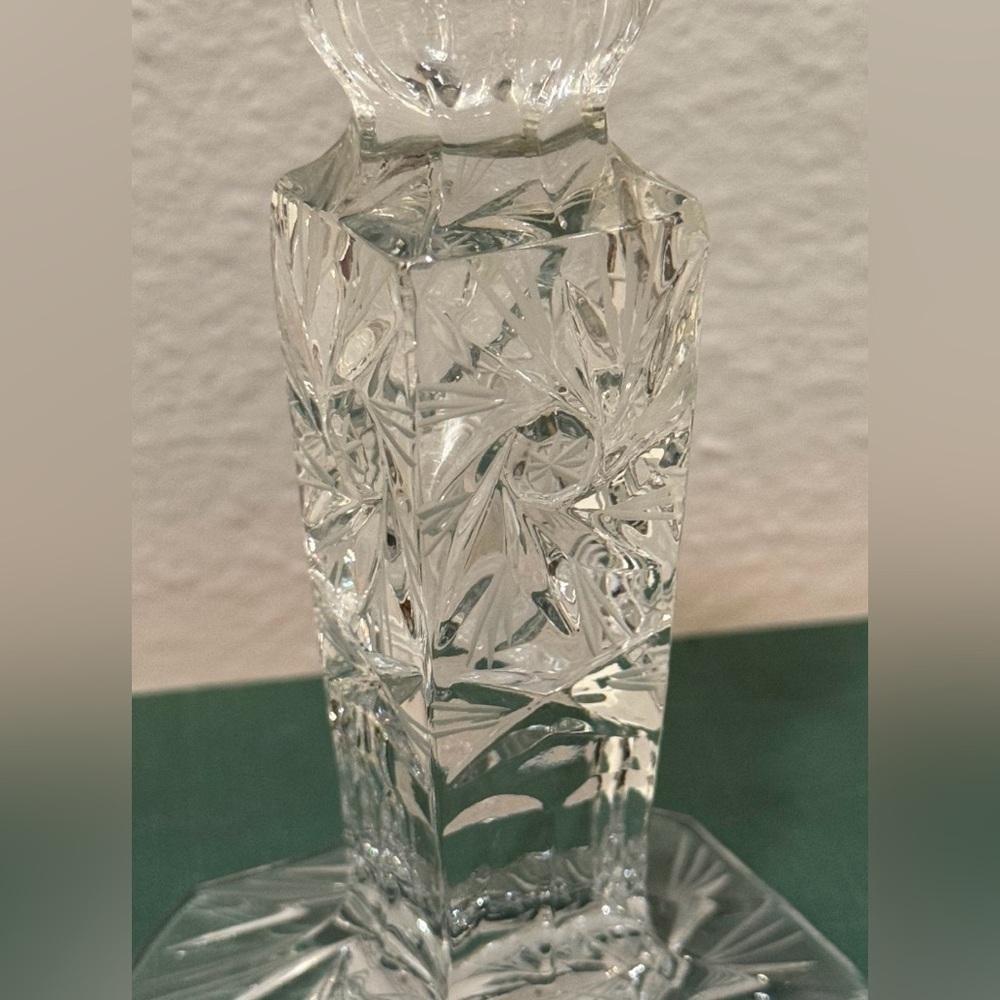 Vintage 24% Lead Hand Cut Crystal Imperial Polish Candlestick Holders (Pair) - Picture 4 of 9